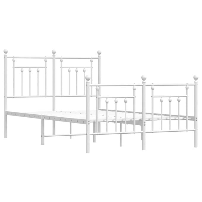 vidaXL - Bedframe - met - hoofd- - en - voeteneinde - metaal - wit - 120 - x - 190 - cm