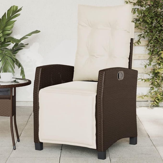 Tuinstoel met steun - Relaxstoel buiten - Genieten van zon - Verstelbare rugleuning - Polyrotan - Bruin