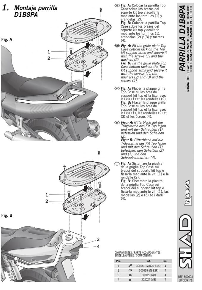 Support de top case Shad pour Moto Suzuki 650 Gsf Bandit S 2005 à 2017 Neuf