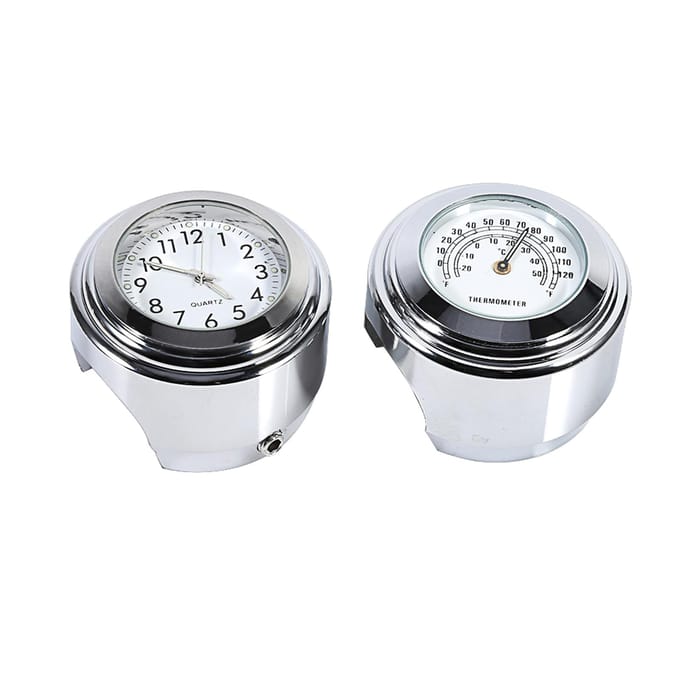 78  1  Motorfiets Stuurbevestiging Horloge Wijzerplaat Klok & Thermometer Temp Wit white