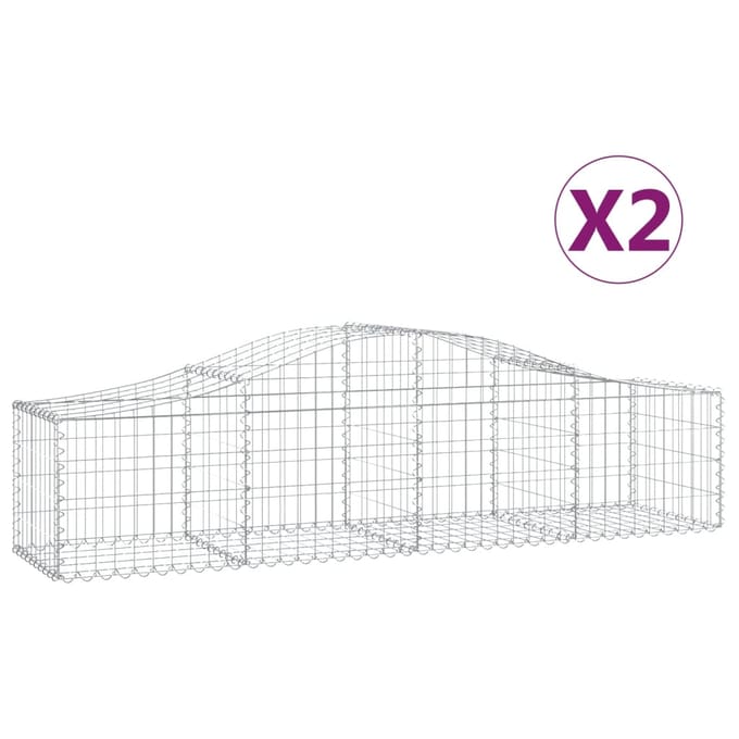 vidaXL - Schanskorven - 2 - st - gewelfd - 200x50x40/60 - cm - gegalvaniseerd - ijzer