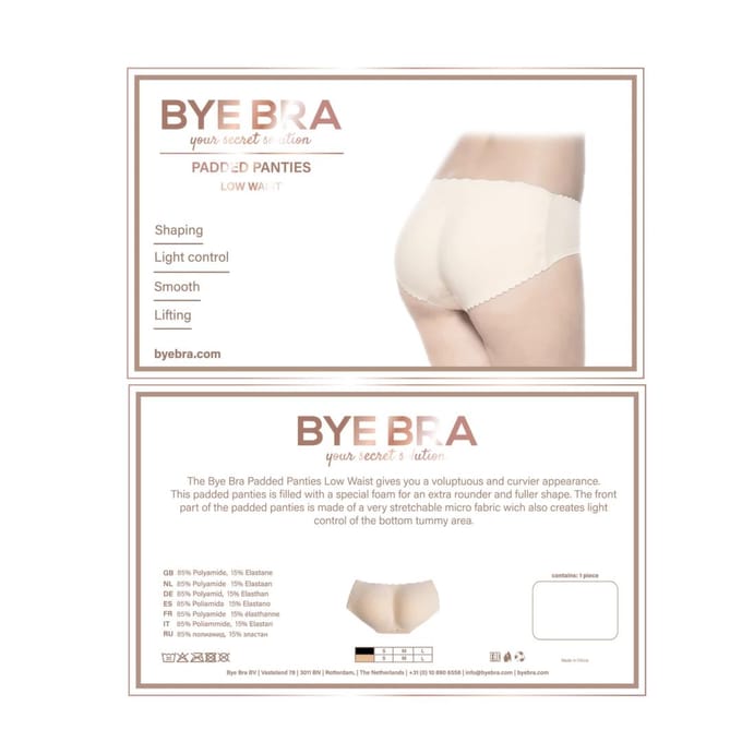 Bye Bra gewatteerde slip met lage taille, lichte ondersteuning, beige, maat S-L (M)