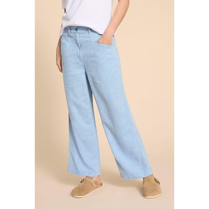 White Stuff Harper Linen Blend Trouser Chambray Blue Taglia: 8 PETITE | Pantaloni Outlet | Donna | Bianco