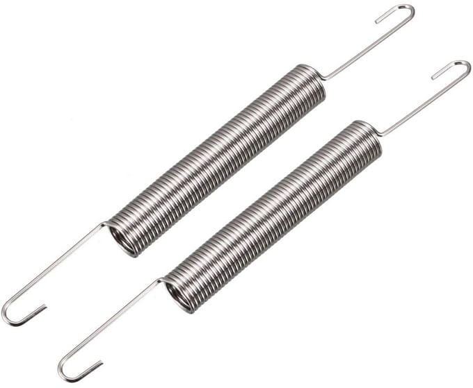 Verlengveer met Dubbele Haak - 1mm Draaddiameter, 10mm Buitendiameter, 60mm Lengte - Veerstaal Set van 2