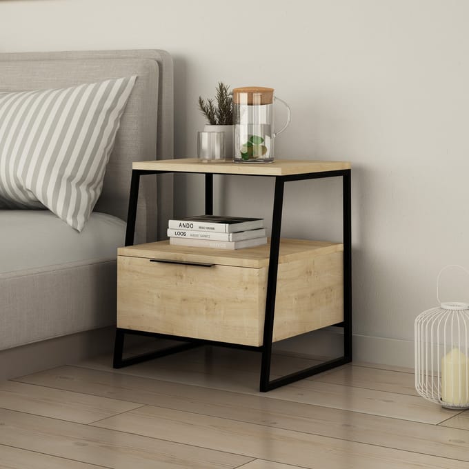 Nachtkastje - Stijlvol Eiken Design - 45x50x40cm - Duurzaam Melamine