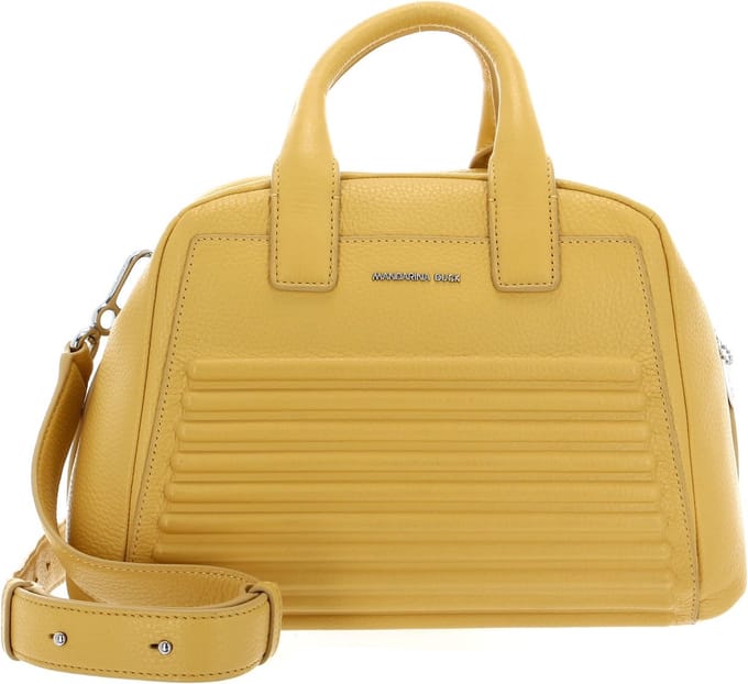 MANDARINA DUCK Leren Handtas Schoudertas I-Con Tote Ochre Mosterdgeel