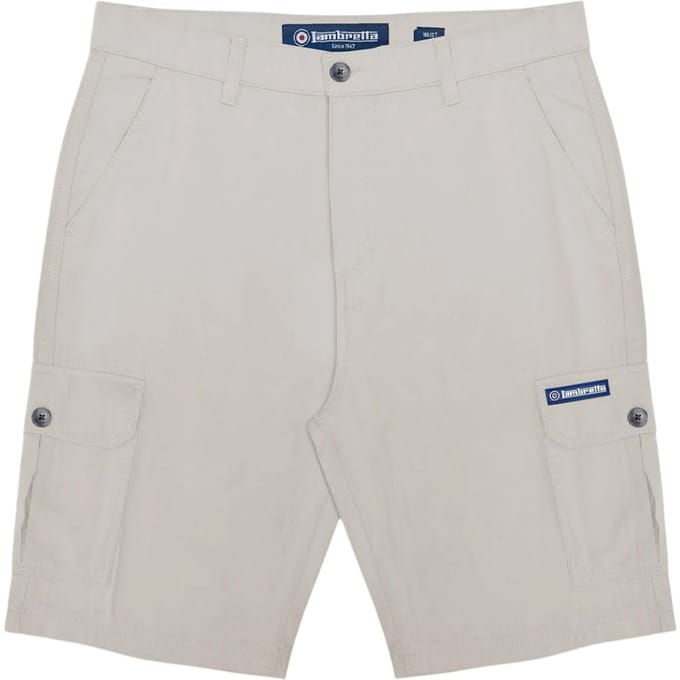 Lambretta Heren Rubberized Logo Cargo Shorts (Havermout)