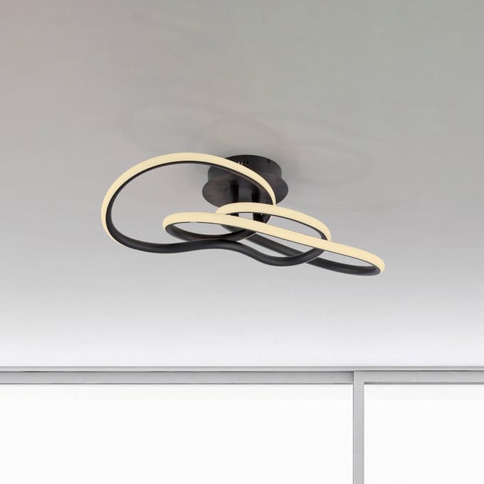 Paul Neuhaus LED plafondlamp TWIST, zwart, lengte 90 cm, metaal, Switchdim en dimbaar