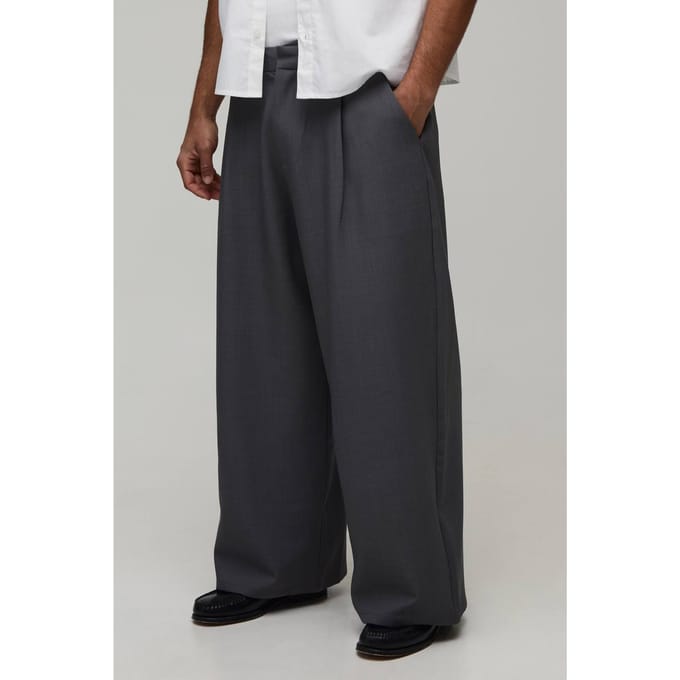 Getailleerde Wijde Pijpen Pantalon | Grey | Size 28