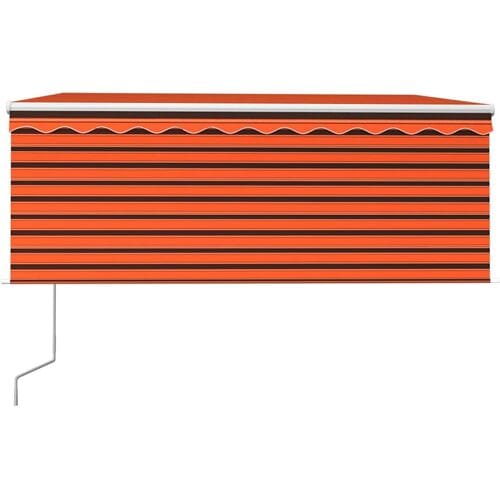 vidaXL - Luifel - met - rolgordijn, - LED - en - windsensor - 3,5x2,5 - m - oranje - bruin