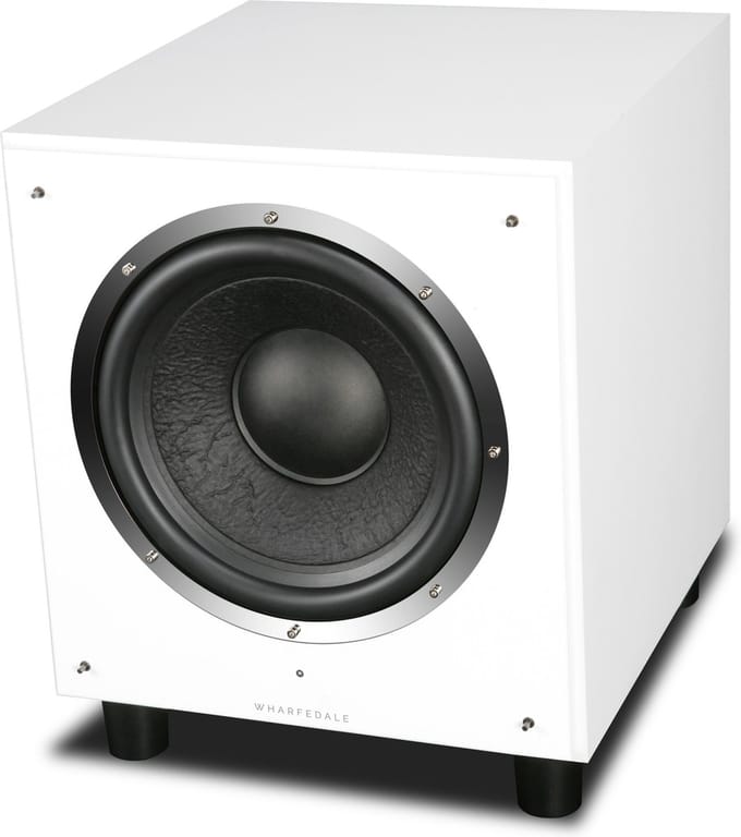 Wharfedale SW-12 Subwoofer – 12” Long-Throw Woofer – Ingebouwde 300W Versterker – Variabele Crossover – Wit