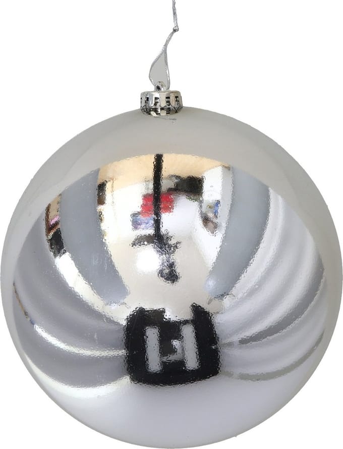Gerimport Grote decoratie kerstbal - zilver - 20 cm - kunststof - glimmend - kerstversiering