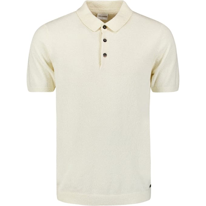 No Excess Pullover Short Sleeve Polo Solid Relief Knit Offwhite Größe: M | Poloshirts Outlet | Herren | Weiß