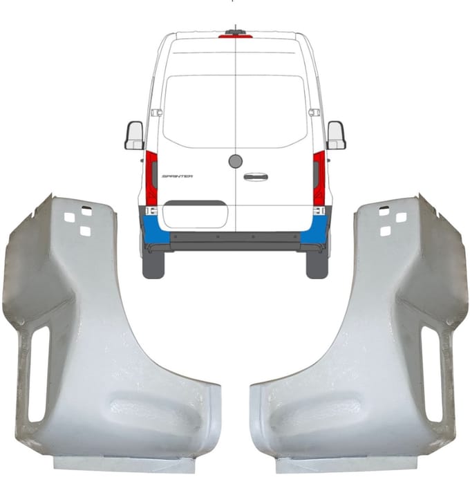 Reparatiepaneel achter hoek voor Mercedes Sprinter 2018- / Links + Rechts / Set