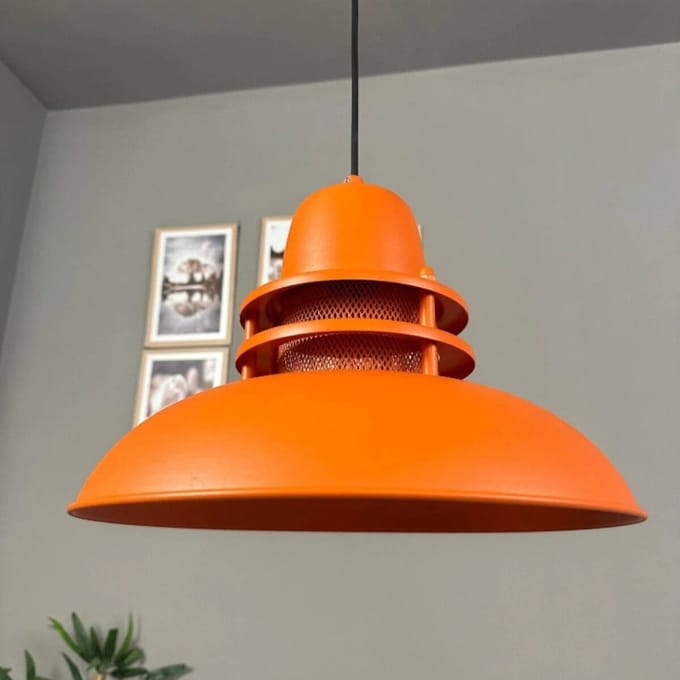 Bamyum Hanglamp Vuurtoren Pendellamp Oranje Lamp Ø34 cm Vintage Hanglamp, E27 Fitting