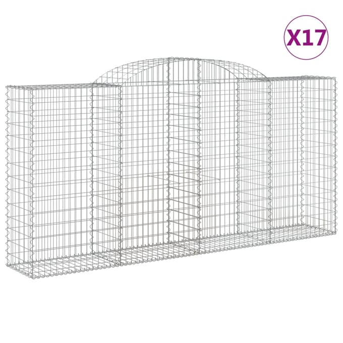vidaXL - Schanskorven - 17 - st - gewelfd - 300x50x140/160 - cm - ijzer