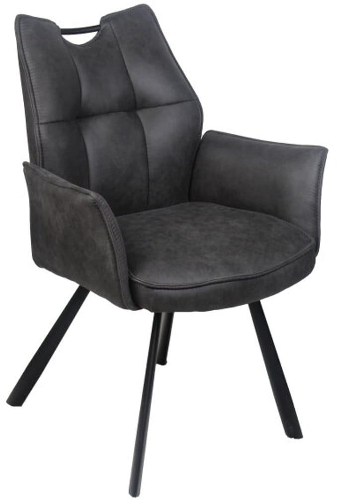 Eetkamerstoel Felien met armleuning Microleder - Antraciet - eetkamerstoelen set van 2