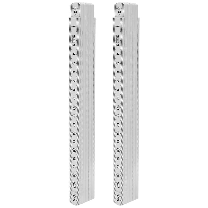 Règle de charpentier pliable de 2 m, 2 pièces, bâton de mesure compact et léger, outil de travail du bois white