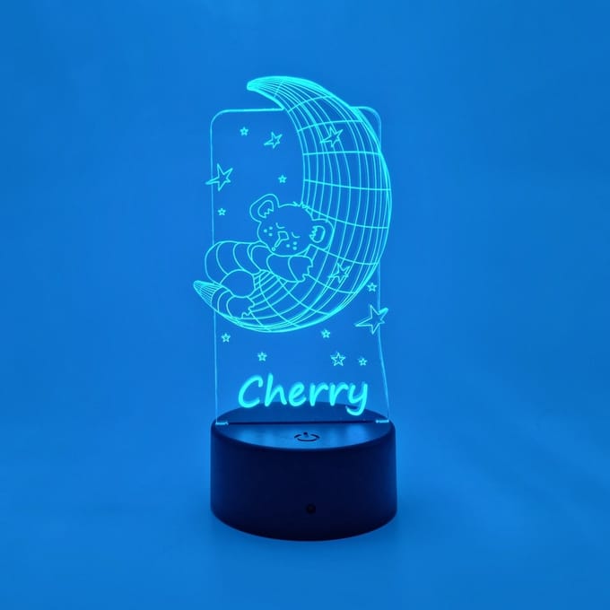 [Nice Little Things] - Gepersonaliseerde RGB LEDlamp Bear on the Moon