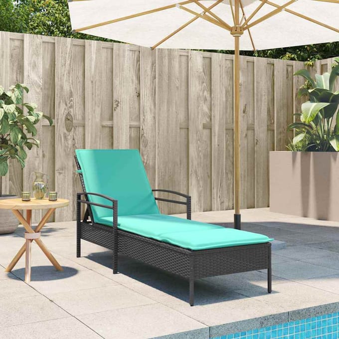 vidaXL - Verstelbare - zonnebed - met - 3 - posities - poly - rattan - Zwart