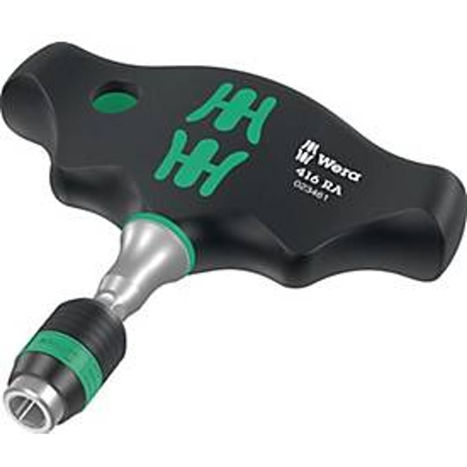 Wera Wera Series 400 T-Handle 416 RA - Bithalte-Schraubendreher mit Ratschenfunktion Schroevendraaier met ratel Sleutelbreedte (inch): 1/4 inch Koplengte: 45 mm