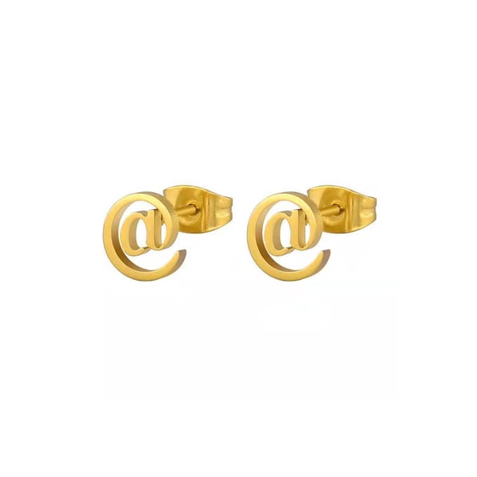 Gading® Oorknopjes - RVS dames Oorknoppen met @- goudkleurig-8mm