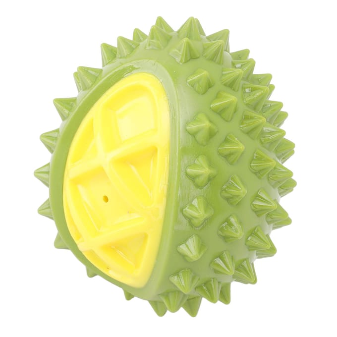 Jouet pour chien en forme de durian, balle TPR interactive, multifonctionnelle, réduit l'anxiété, son, durian vert