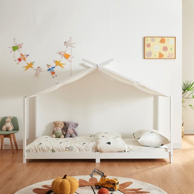 Kinderbed Brome huisbed 90x200 cm wit [en.casa]