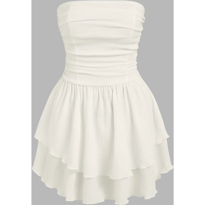 Strapless Textured Ruffle Mini-jurk