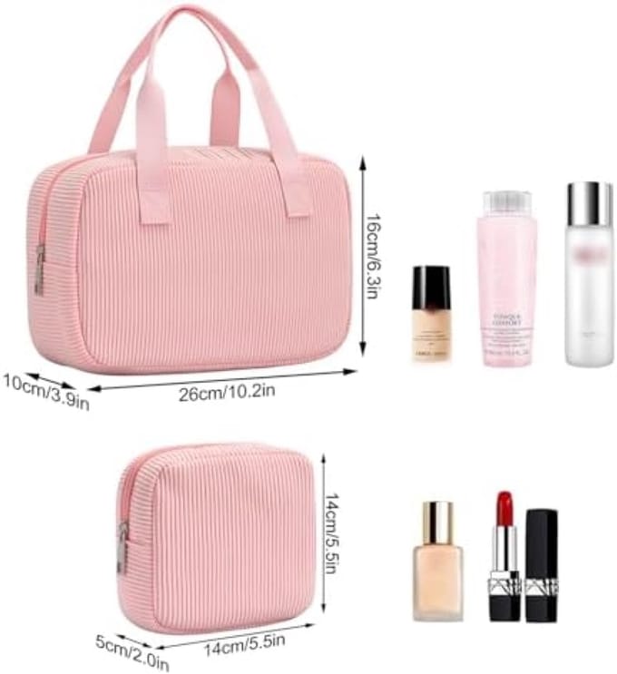 Dames Cosmetische Reisorganizer - Zachte Corduroy Make-uptas Set