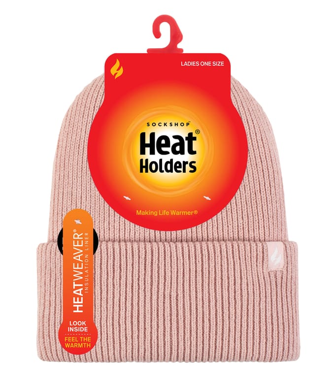 Heat Holders - Gevoerde geribbelde omzethoed voor dames - Schemerig Roze