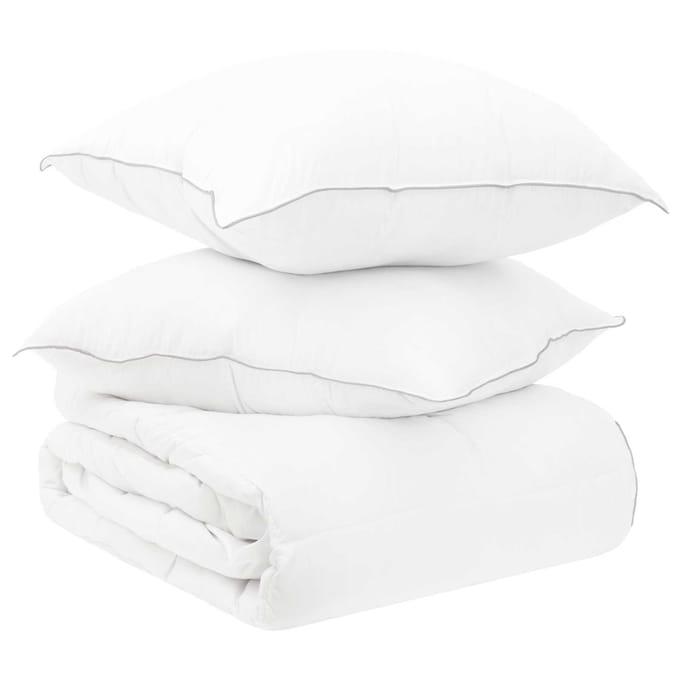 vidaXL - Deken - Set - met - kussen - Wit - 200 - x - 200 - cm - Polyester, - Bamboe