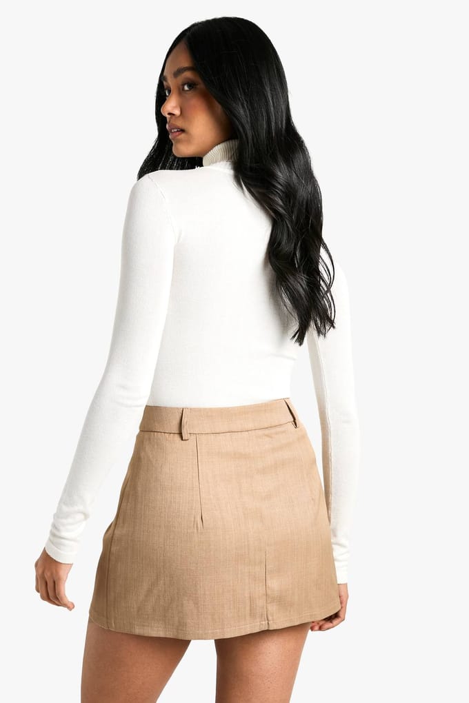 boohoo Dames Op maat gemaakte mini-rok | Camel | Maat: 36
