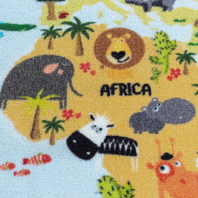 Muratap Play vloerkleed kinderkamer wereldmap laagpolig 100x150 cm