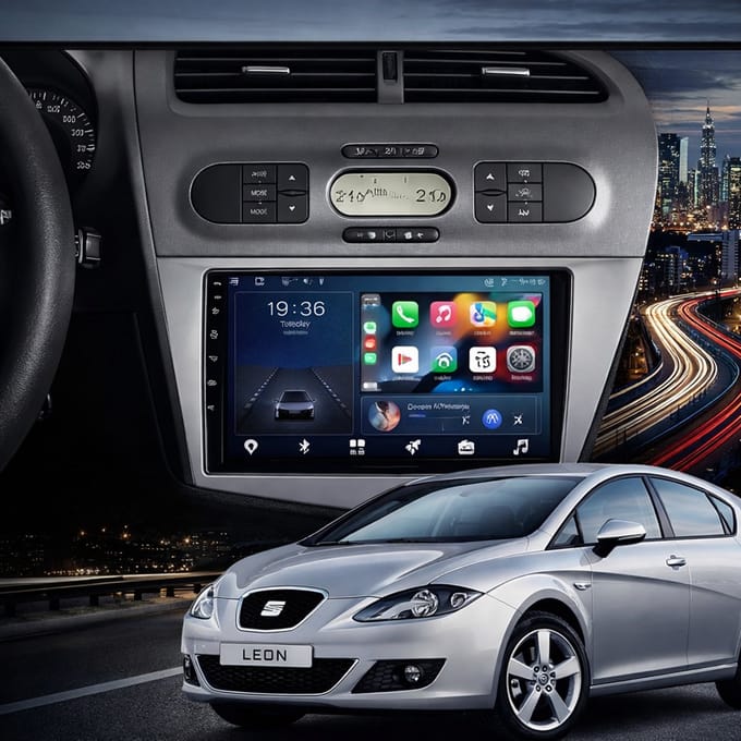 ADIVOX T1 9 inch geschikt voor Seat Leon 2005-2012 Android 15 CarPlay/Auto/Wifi/RDS/DSP/DAB+