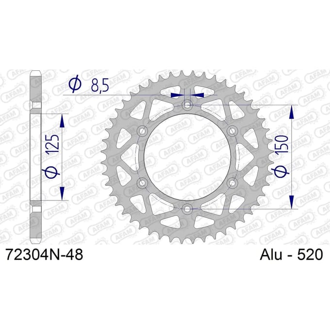 Aluminium tandwiel achter Afam 520 48 dents