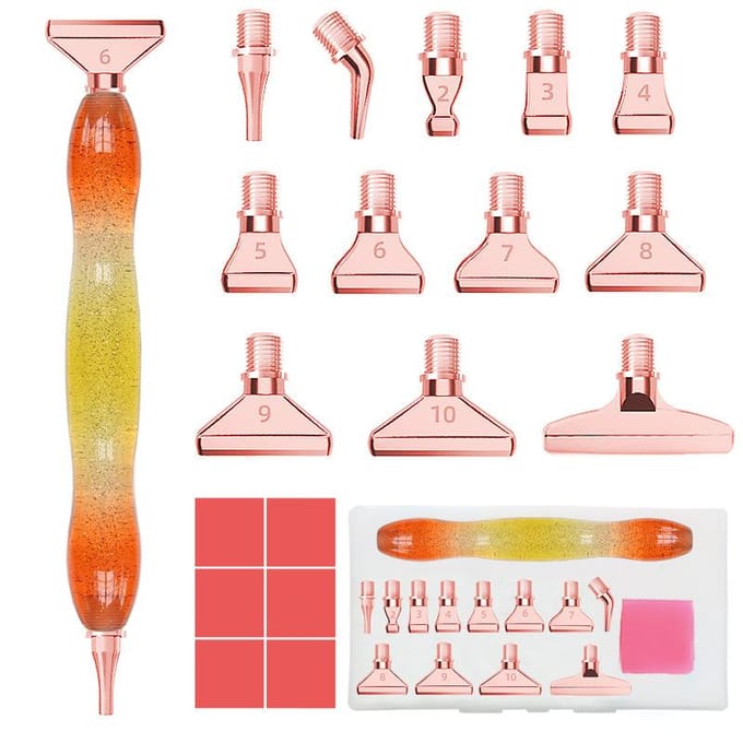 Outil de peinture diamant 5D, stylo à pointe en résine, stylo de peinture diamant avec conception de fil, Kits de têtes de stylo multi-placeurs violet