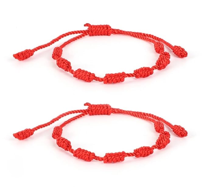 Geluksarmband - geluksbrenger - geknoopt rood touw 2 stuks