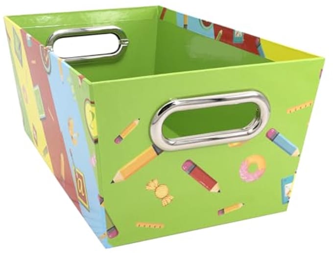 Opbergbak van Stevig Karton met Metaal Handvatten - 28 x 17,8 x 12,7 cm