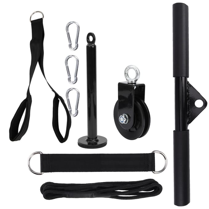 Ensemble de 9 équipements de fitness à monter soi-même, goupille de chargement, entraînement des triceps, poulie de traction black