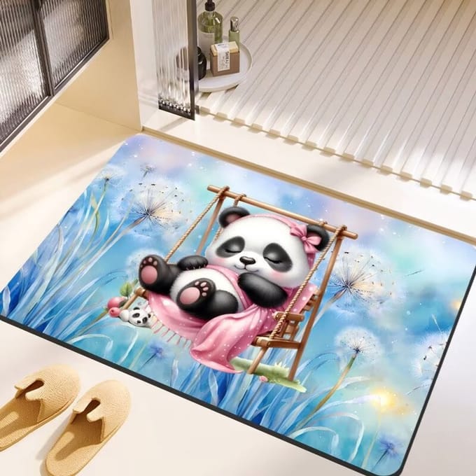 Badmat Antislip Absorberende Badkamermat Diatomeeënaarde Microvezel Badmat Zacht Sneldrogend 50 x 80 cm Panda