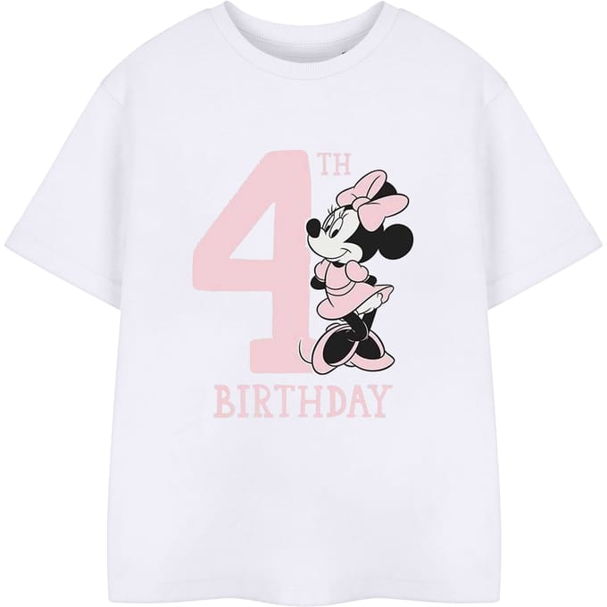 Disney Kinderen/Kinderen Minnie Mouse 4de Verjaardag T-Shirt (Wit)