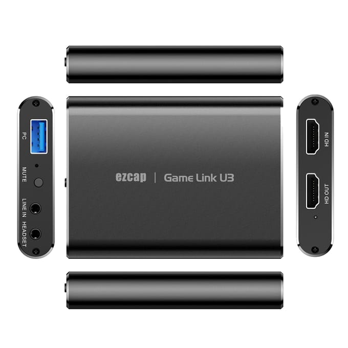 ezcap371 Game Link U3 Video Capture Box 4K Loop Out 1080P HD Opnamebox USB3.2 Audio Video zwart