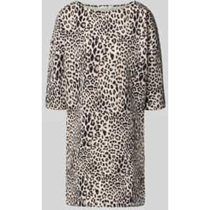 Jurk met effen design en dierenprint
