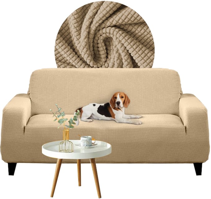 Meble odNowa Serie - Jacquard Sofa Beschermhoes - 4-persoons - Kameel Kleur - Elastaan