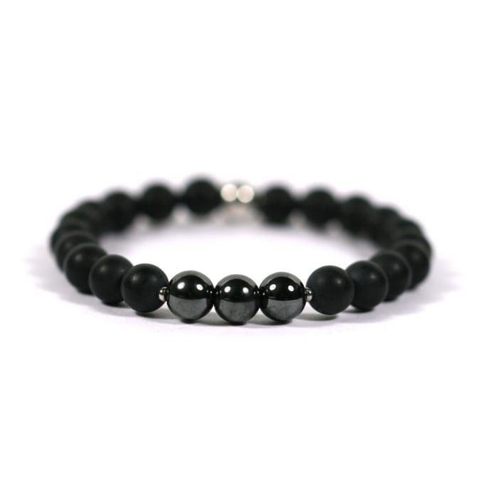 IbizaMen KIDS - jongens - armband - edelsteen - matte onyx - 6mm - 14cm