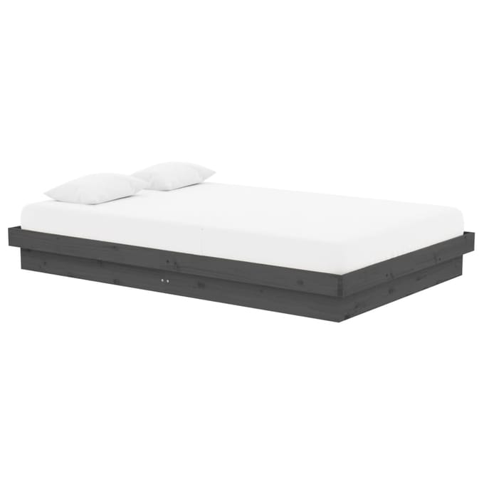 vidaXL - Bedframe - massief - hout - grijs - 120x190 - cm