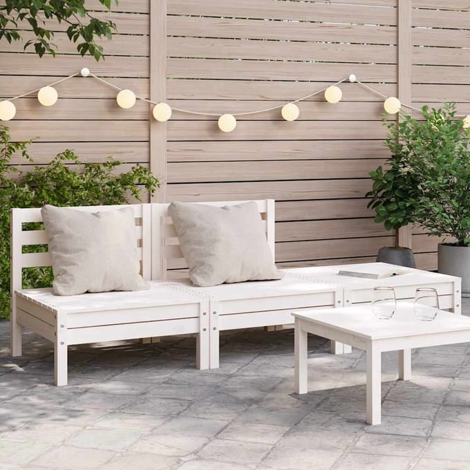 vidaXL - Tuinbank - 3-zits - massief - grenenhout - wit