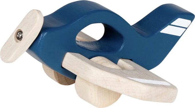 GOKI Vliegtuig - Azuurblauw - 14X11,5X6,5Cm - Hout - 1 Jaar