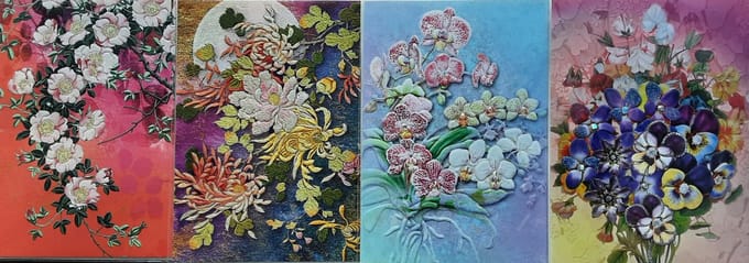 Kaarten met enveloppen met thema Bloemen 4 verschillende afbeeldingen